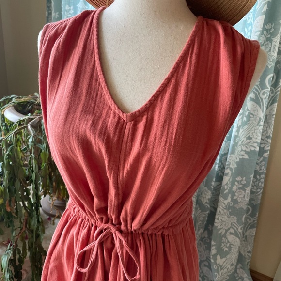 dusty pink 100% cotton gauze maxi dress - Picture 3 of 11